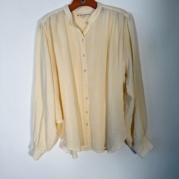 All That Remains Limited Edition Ramie Oversized Cream Button Down Blouse Boho - Picture 3 of 14